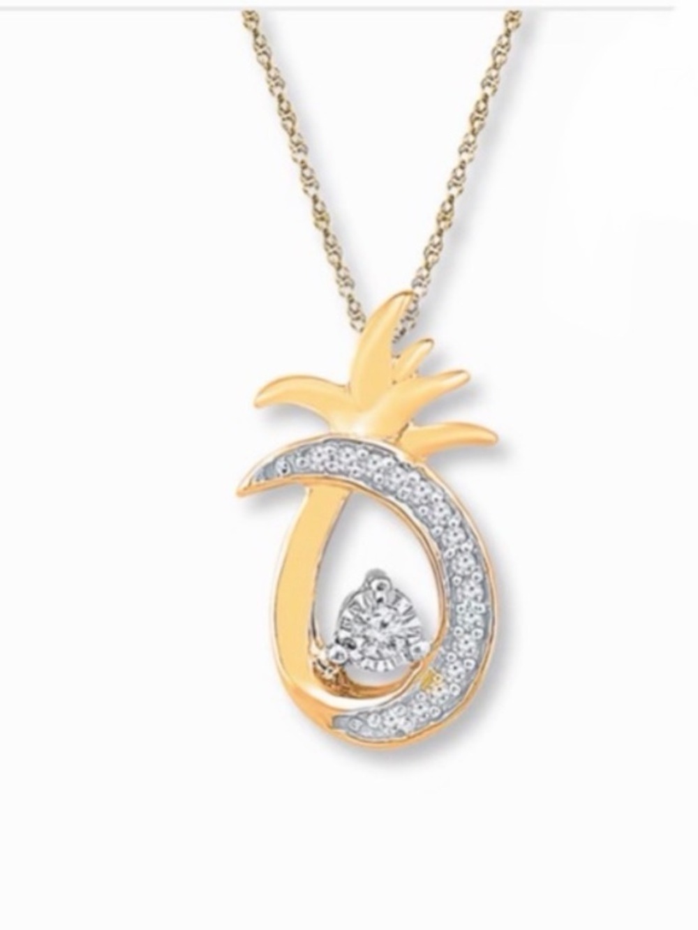 KAY JEWELERS Pineapple Necklace 1/15 ct tw Diamonds 10K Yellow Gold 18"